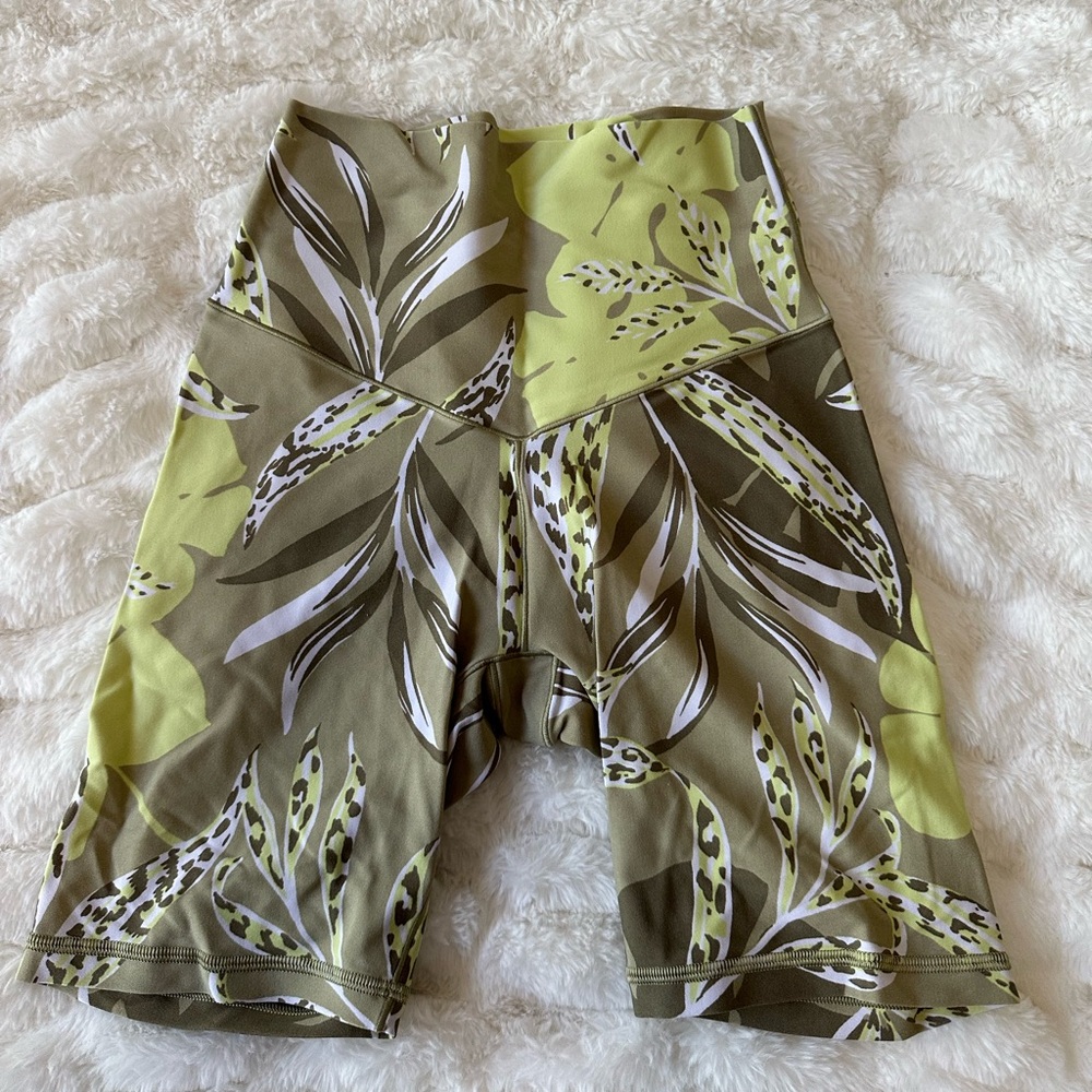aerie offline Olive Green Floral Biker Shorts